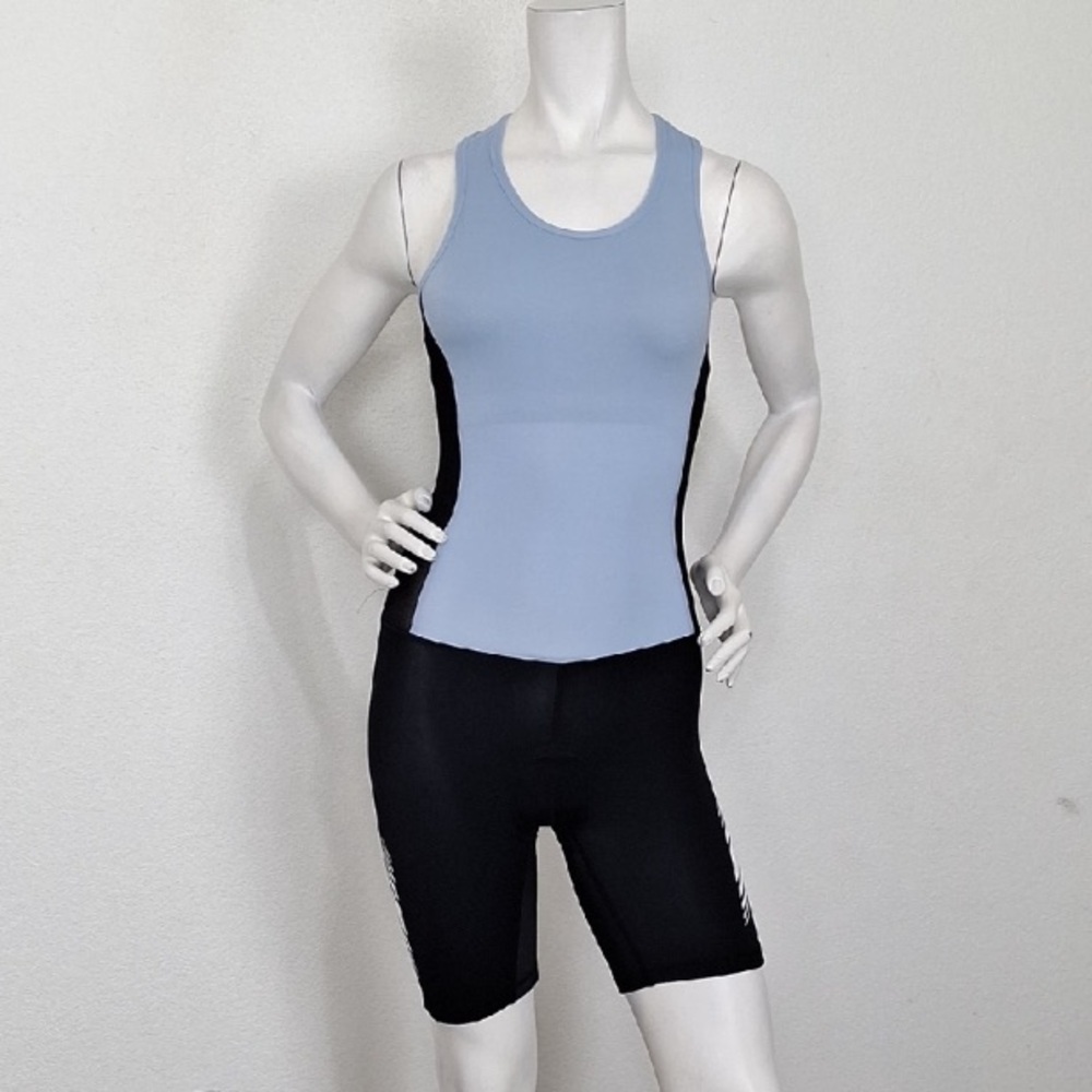 Descente Blue Black Scoop Neck Triathlon Sporty Cycling Biking Suit Size L